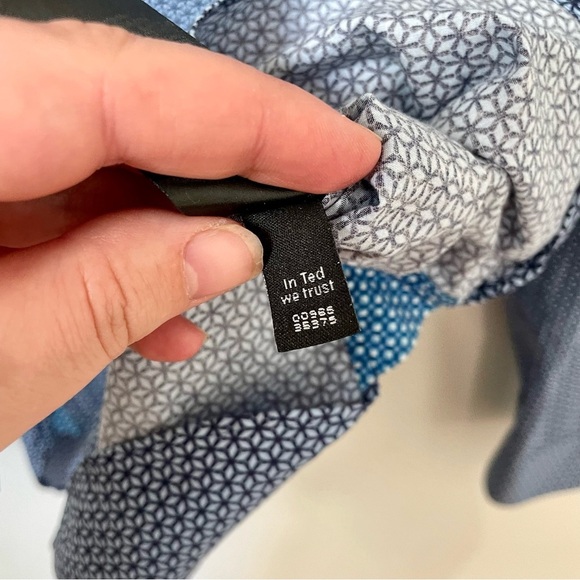 Ted Baker Endurance Slim Fit Cotton Button Down Dress Shirt Blue Size 16.5" - Picture 8 of 8